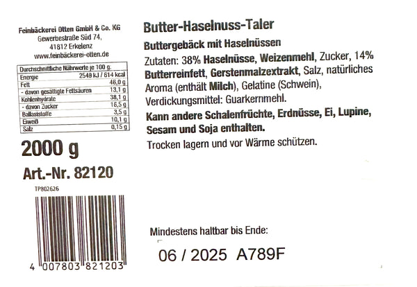 Feinbäckerei Otten Butter Haselnuss-Taler 2000g