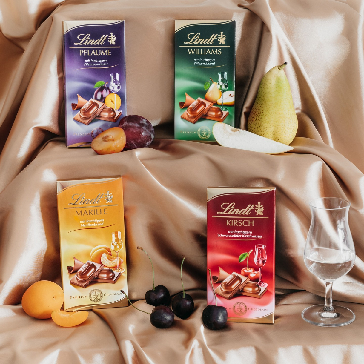 Lindt Alkohol-Spezialitäten Set Tafeln 5 x 100g
