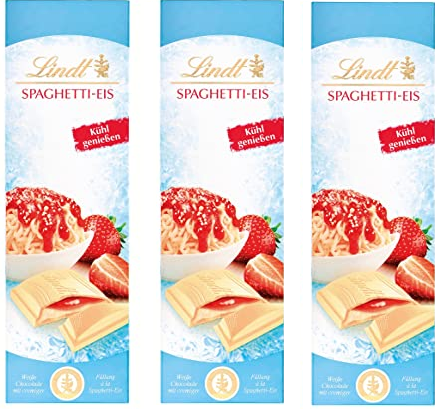 Lindt Spaghetti-Eis | 3x 100 g Tafel | Weiße Schokolade mit cremiger Füllung à la Spaghetti-Eis | Kühl genießen | Schokoladentafel | Schokoladengeschenk
