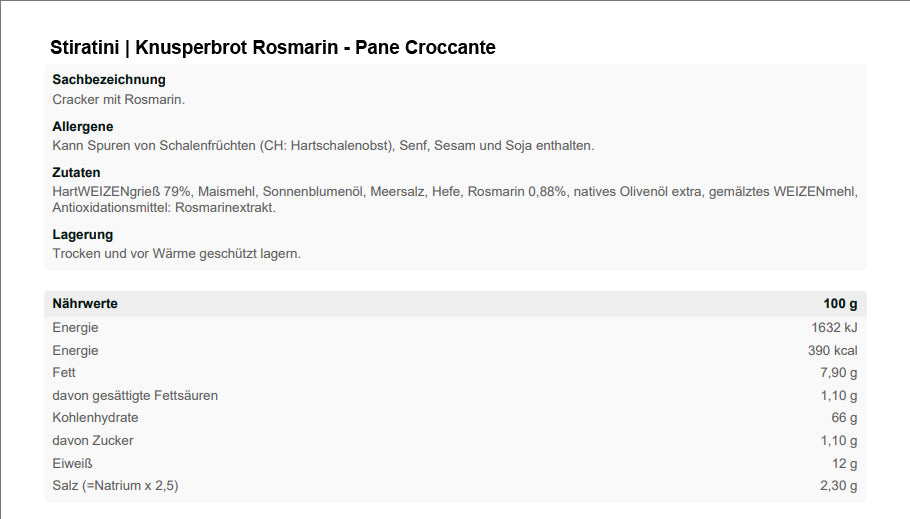 Stiratini | Knusperbrot Rosmarin - Pane Croccante | 4x140g | 560g