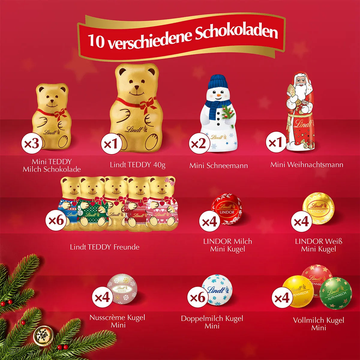 LINDT TEDDY Wimmelbild Adventskalender, 265g