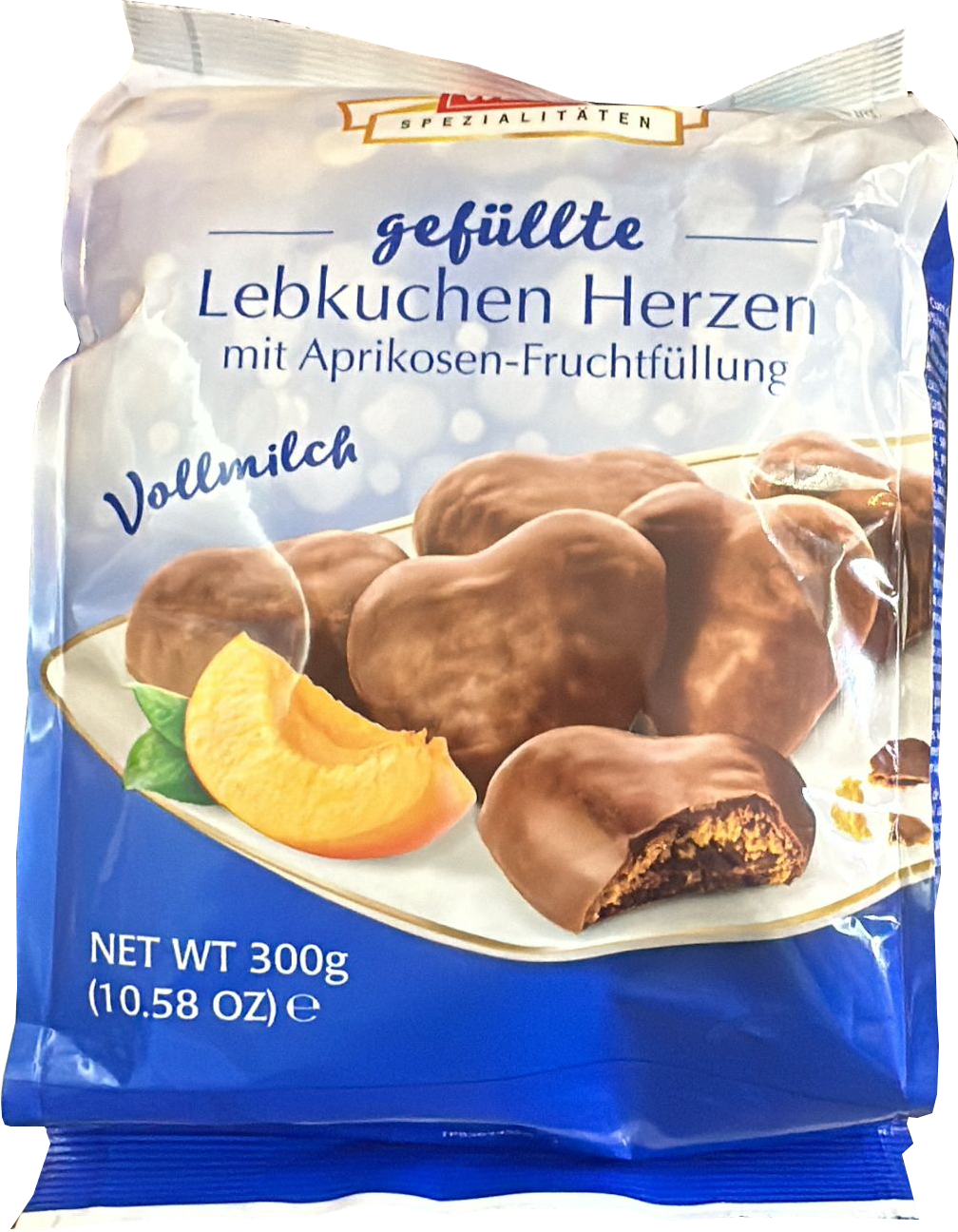 WEISS Gefüllte Lebkuchen Herzen VOLLMILCH SCHOKOLADE 300g