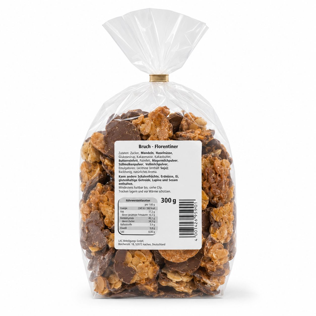 Bruch-Florentiner 300 g – Knuspriges Mandel Nuss Gebäck mit Vollmilch- & Zartbitterschokolade