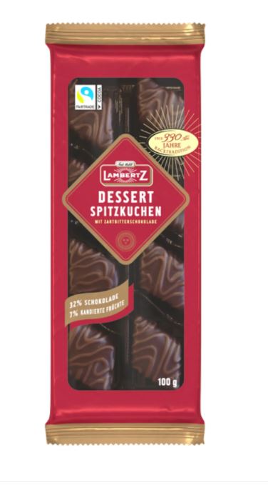 Lambertz Dessert-Spitzkuchen  mit Zartbitter -Schokolade 100g MHD: 04/26