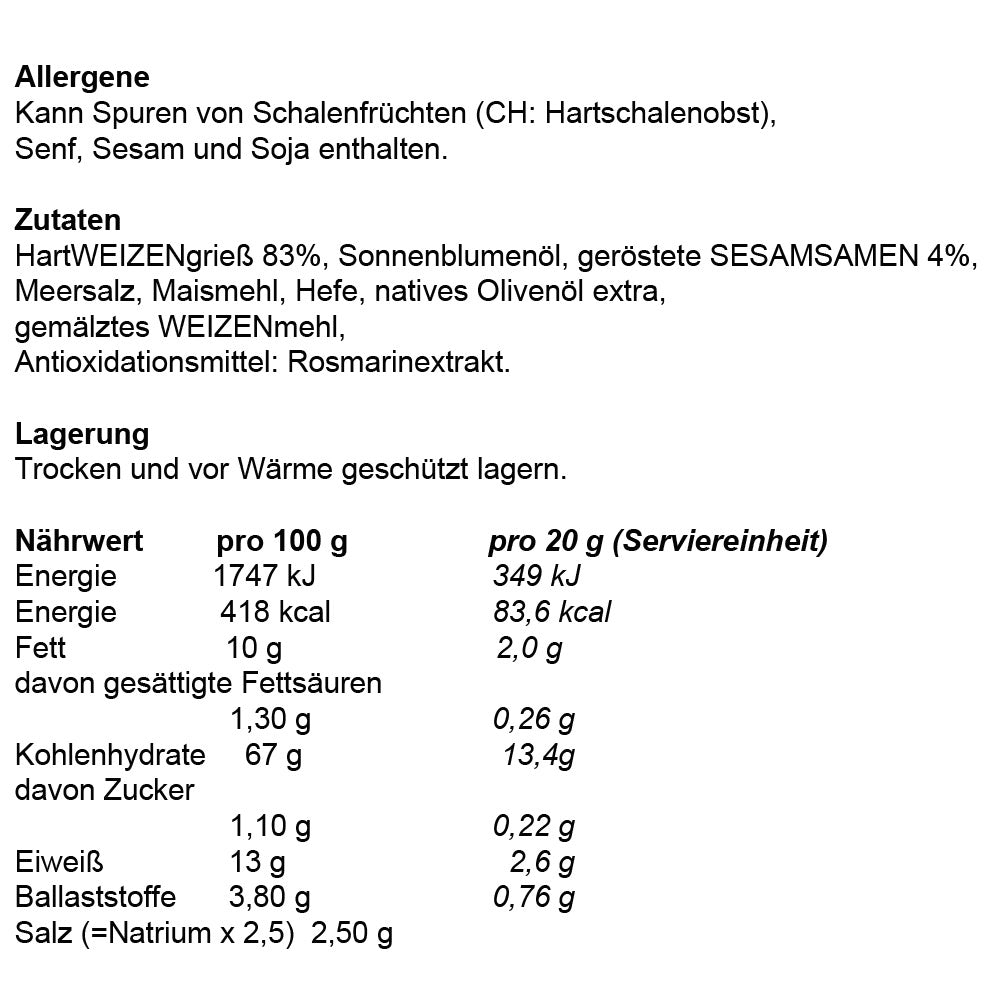 Stiratini | Knusperbrot Sesam - Pane Croccante | 4x140g | 560g