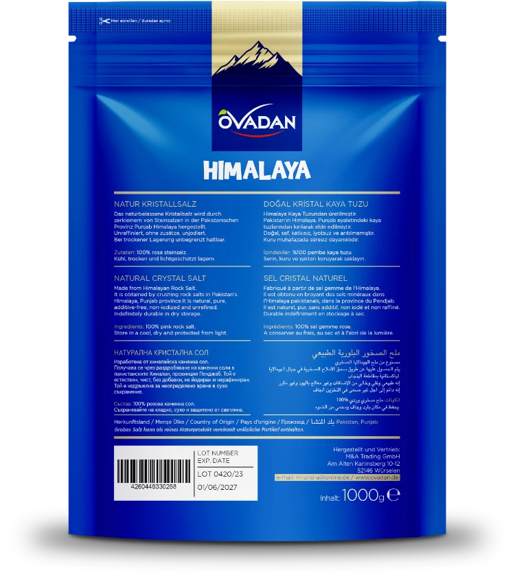 OVADAN Himayala Salz 0,5-1mm Salzkristalle Feinkörnig Naturbelassen 1kg