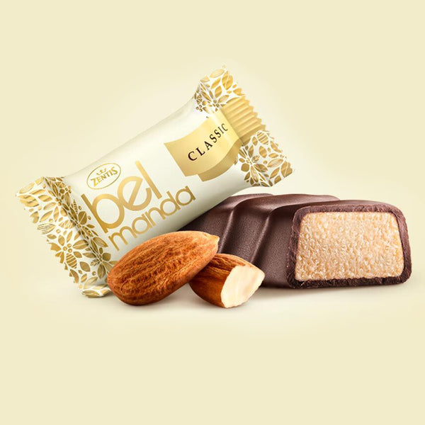 Belmanda Mini Riegel Classic Zentis | Edelmarzipan aus erlesenen kalifornischen Mandeln  in köstlicher dunkler Schokolade| 4x 105g