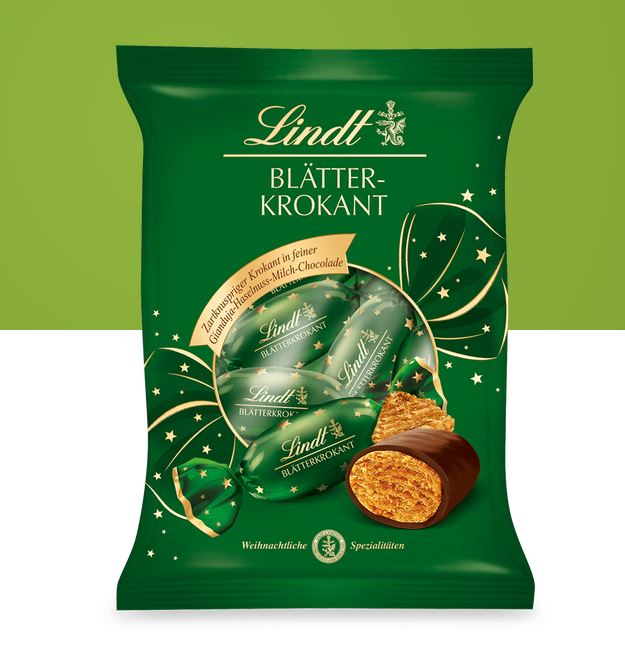 Lindt Blätterkrokant Zapfen Doppeldreh Klassisch 90g je Beutel