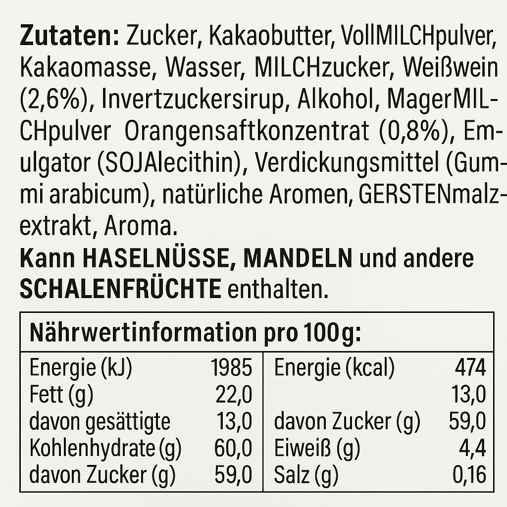 Lindt Orange-Spritz Vollmilch Tafel 100g