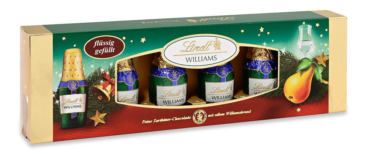 Lindt Alkohol Spezialitäten Zartbitter Schokolade mit Williamsbrand 131g