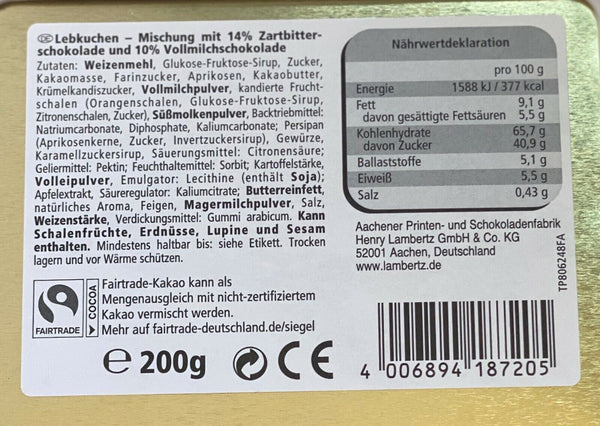 Lambertz Musikdose mit Lebkuchenmischung 200g Spieluhr Weihnachtsmelodie Dunkel Blau