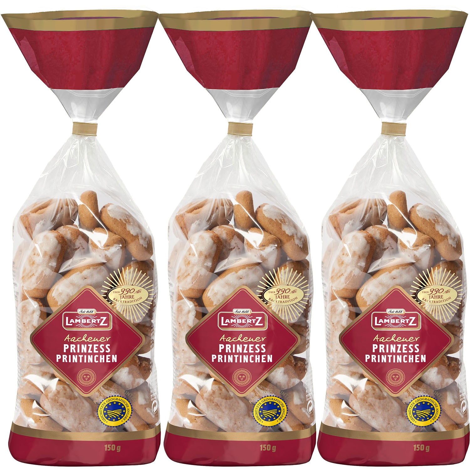 Lambertz Aachener Prinzess Printinchen 3x 150gr. Kräuter Printen mit Glasur (450g) MHD: 04/2026
