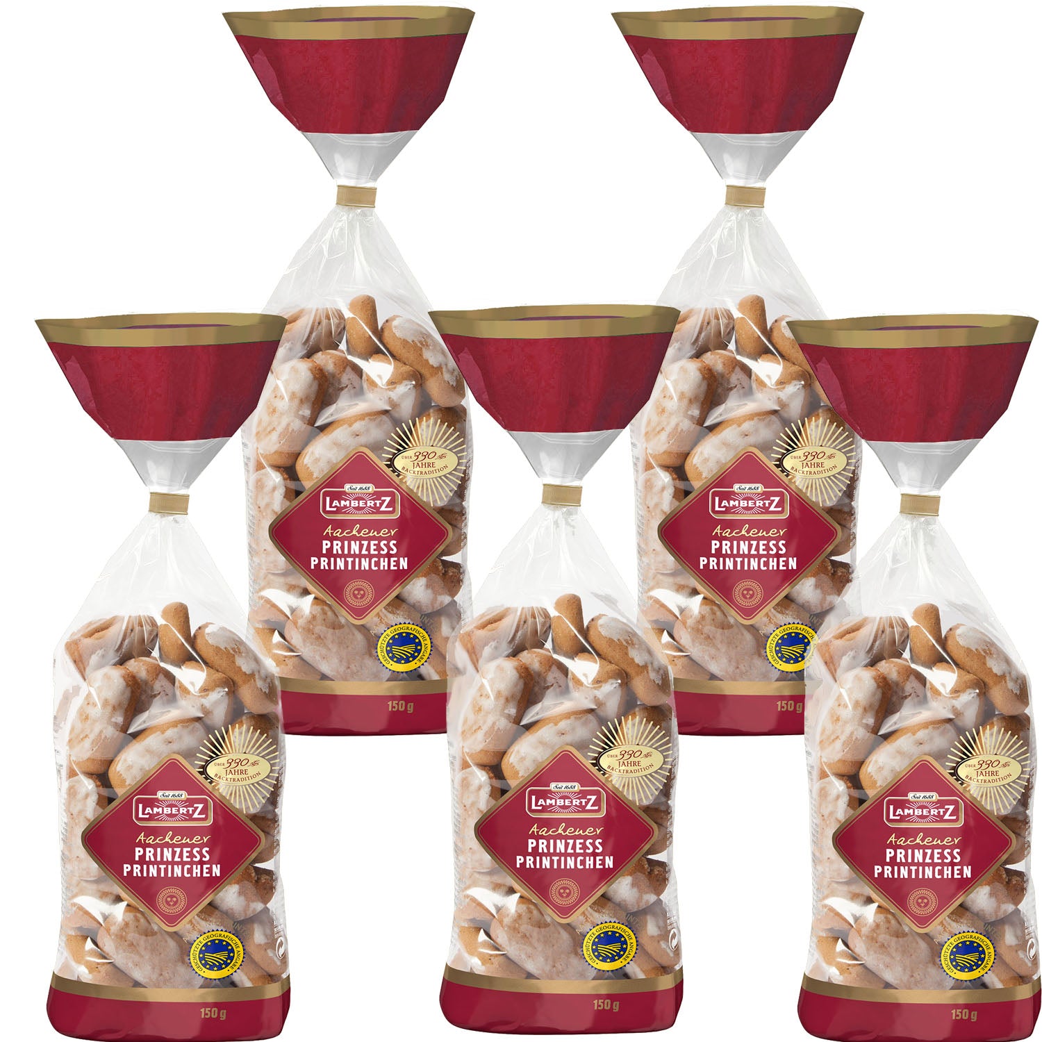 Lambertz Aachener Prinzess Printinchen 5x 150gr. Kräuter Printen mit Glasur (750g) MHD: 04/2026