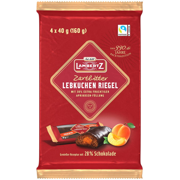 Lambertz Zartbitter Lebkuchenriegel mit Aprikosenfüllung 160g