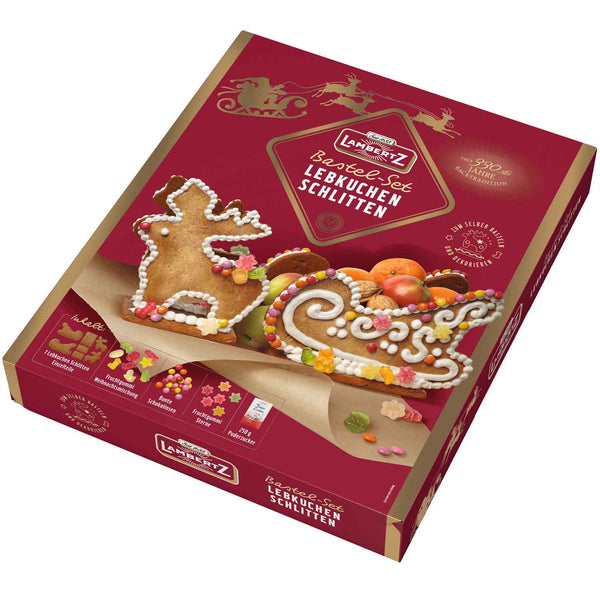 Lambertz Lebkuchen Schlitten mit Dekor Bastel-Set 828 g