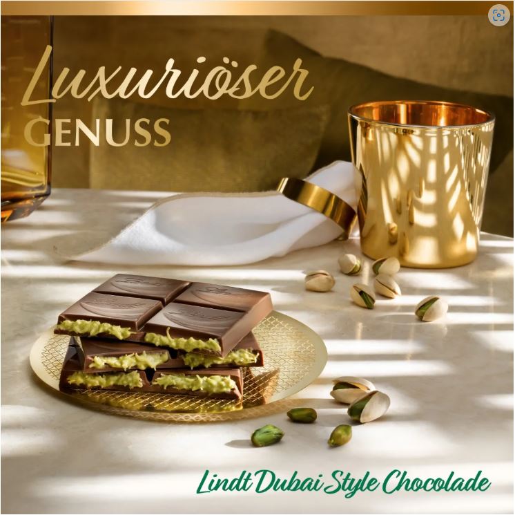 LINDT Dubai Style Chocolade Pistazie & Kadayif Vollmilch Schokolade der Dubai Taste 145g | MHD 11/25