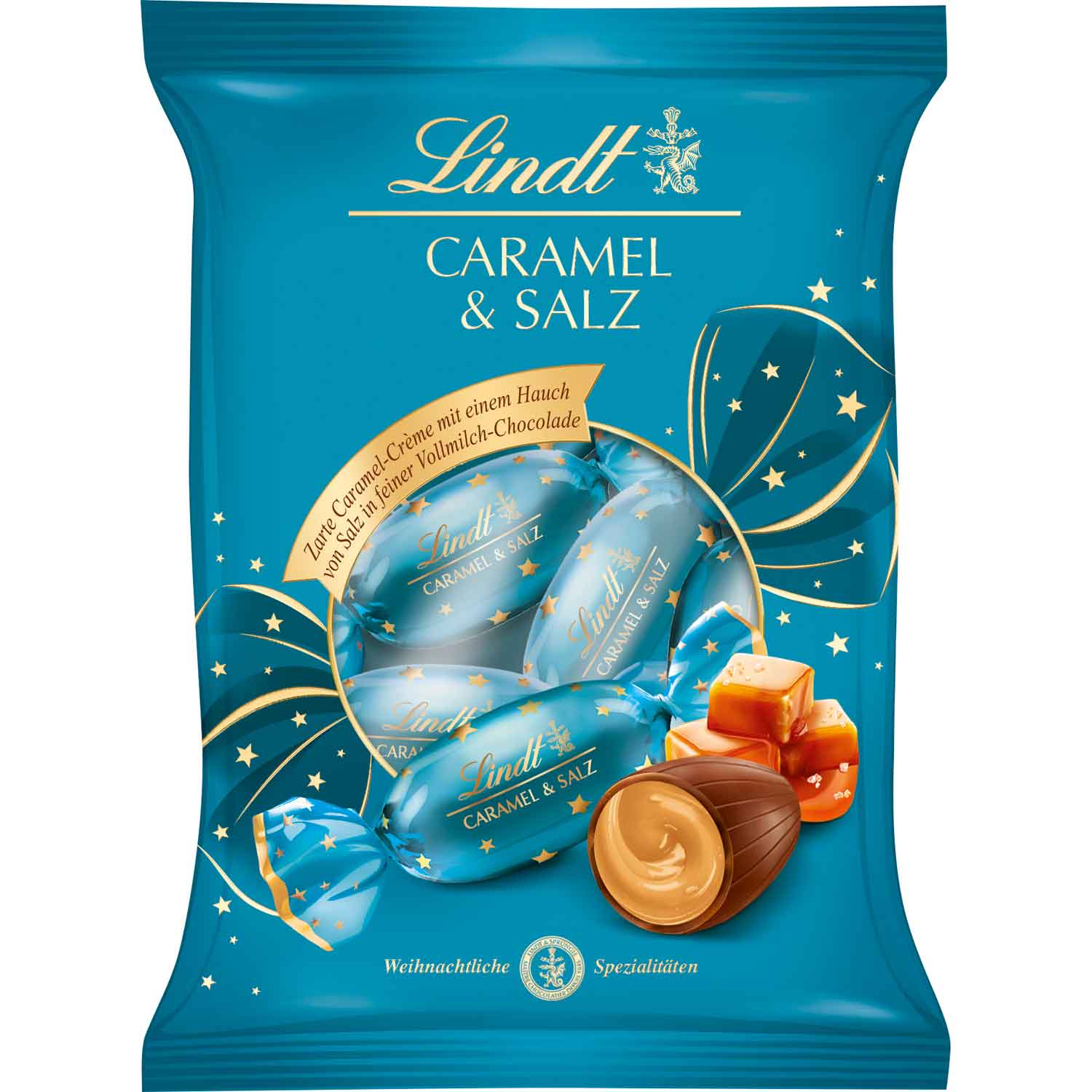 Lindt Caramel & Salz Zapfen 600 g Vollmilchschokolade mit Karamell-salz-Füllung