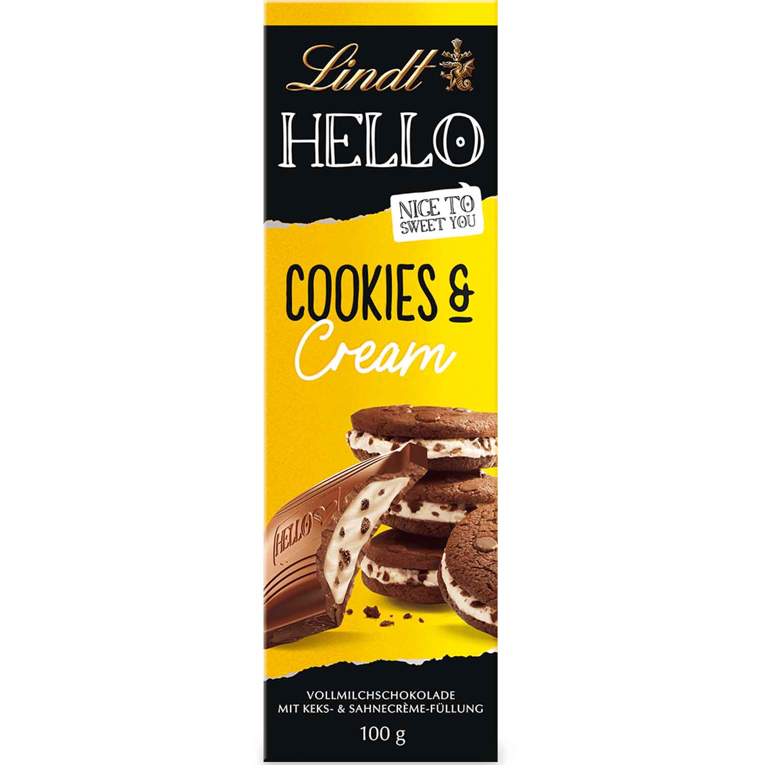 Lindt Hello Cookies & Cream Vollmilch Tafel 100g