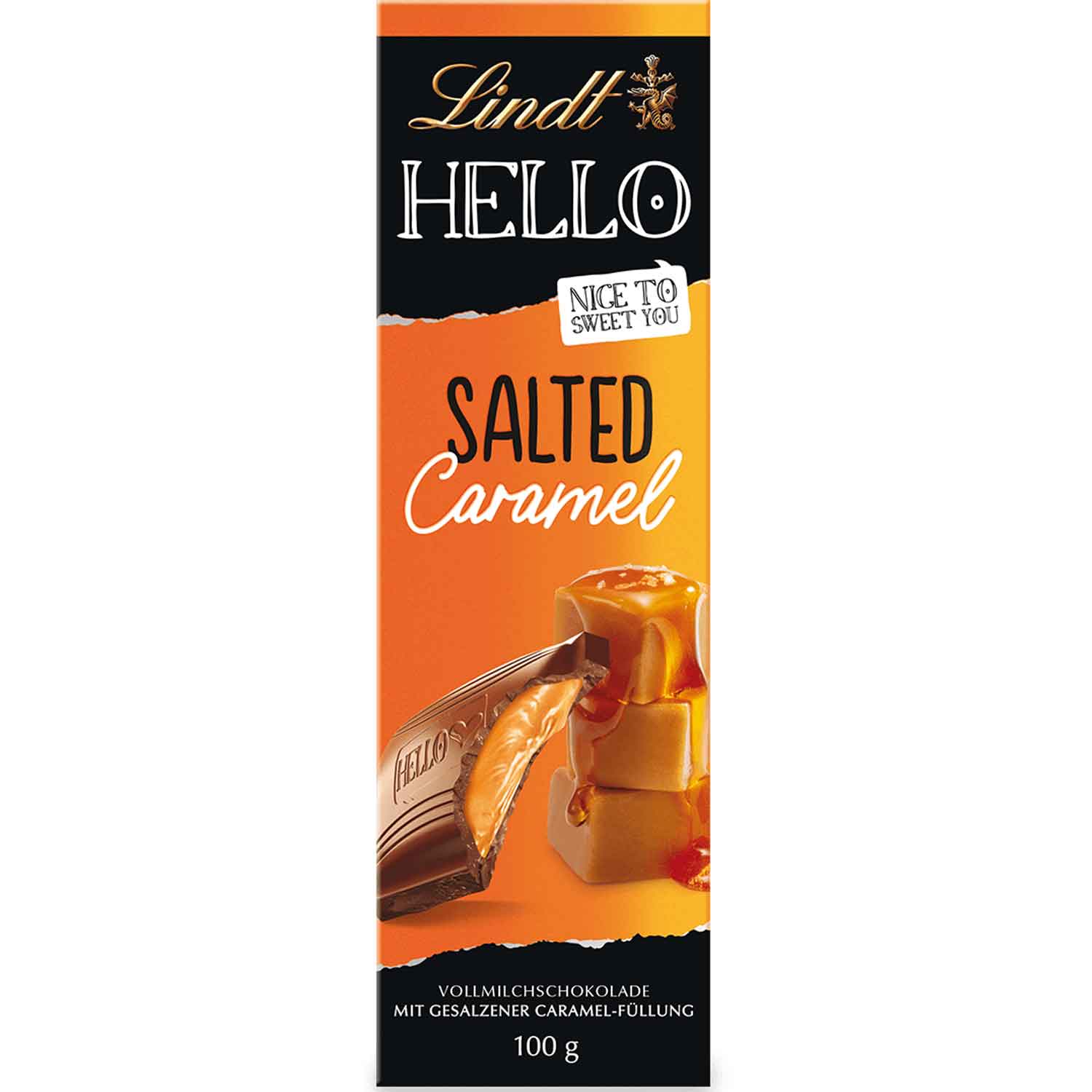 Lindt Hello Salted Caramel Vollmilch Tafel 100g