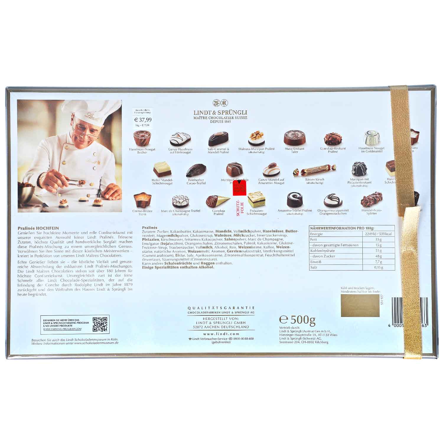 Lindt & Sprüngli Pralinés Hochfein 500 g  exklusive Lindt Pralinés-Mischung MHD 8/26