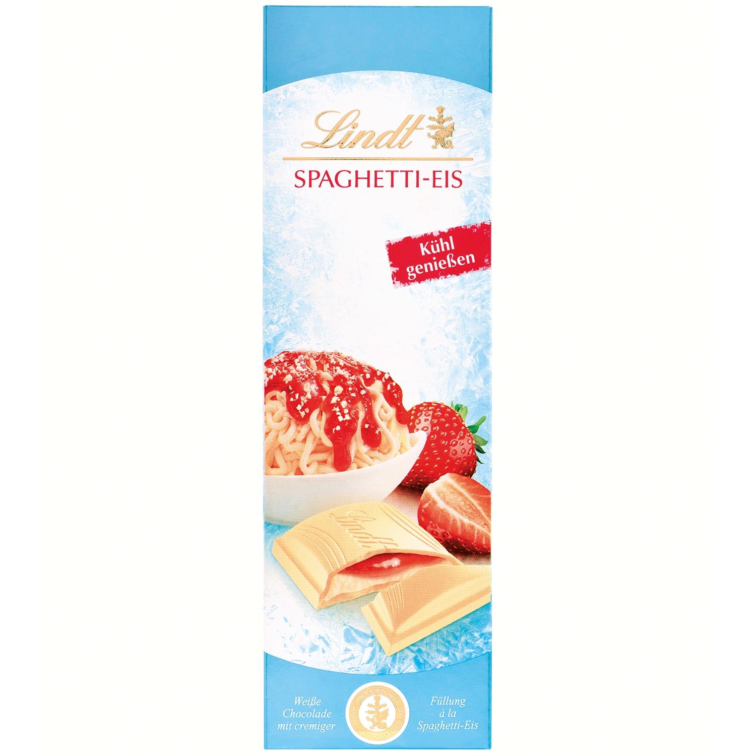 Lindt Spaghetti-Eis | 100 g Tafel | Weiße Schokolade mit cremiger Füllung à la Spaghetti-Eis | Kühl genießen | Schokoladentafel | Schokoladengeschenk