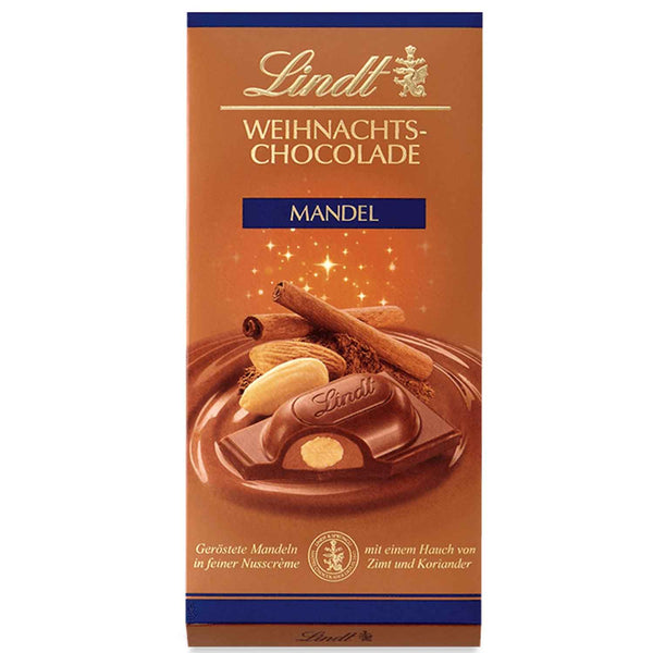 3x 100g Tafel Lindt Weihnachts-Chocolade Mandel Tafel | 300g