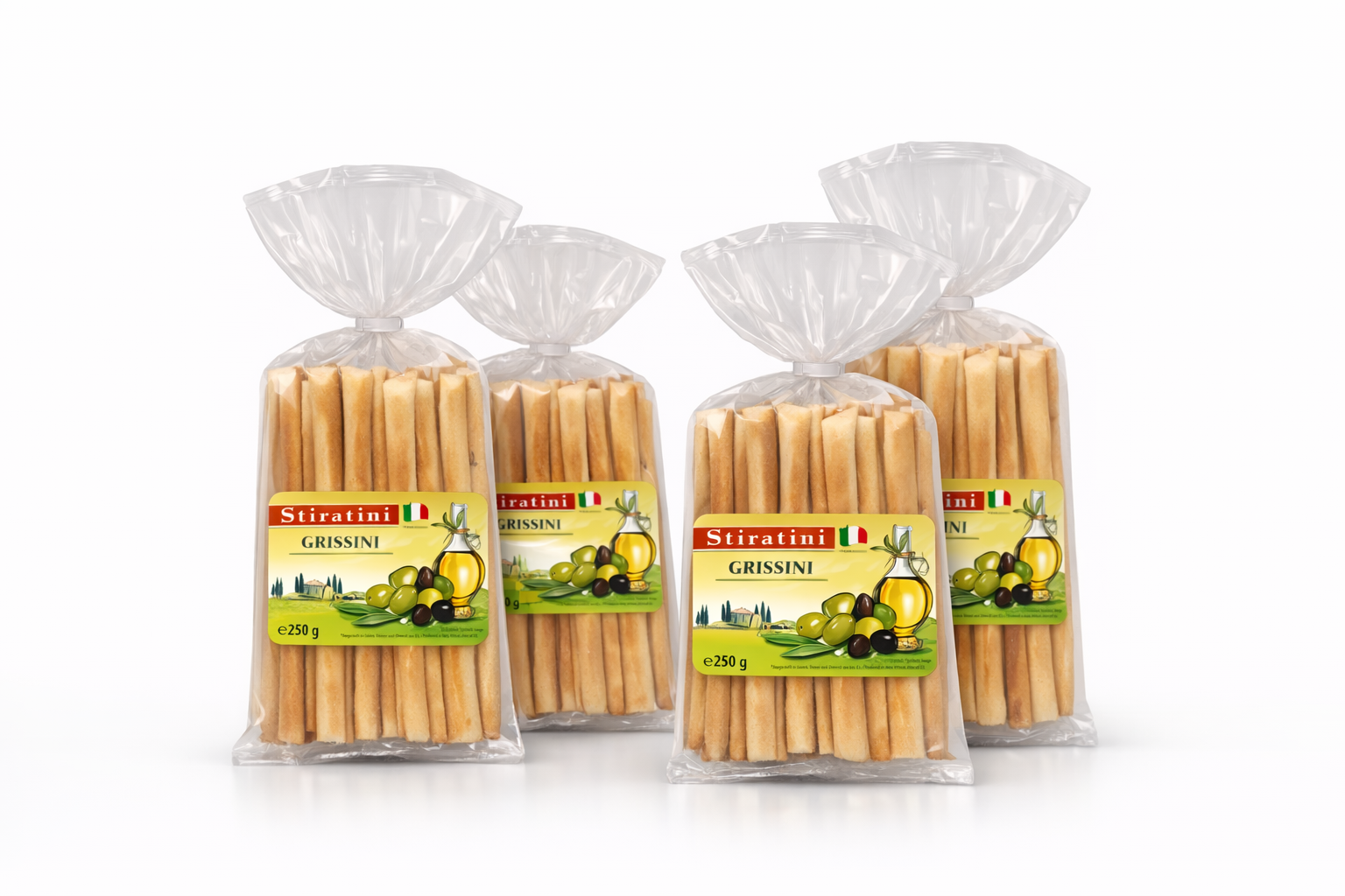 Stiratini | Grissini Brotgebäckstangen mit Olivenöl | 4x 250g |  1000g