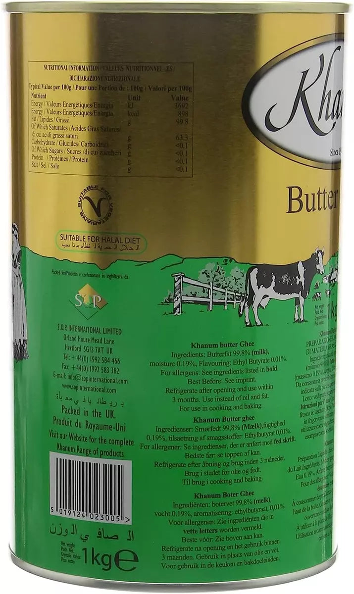 Khanum - Butter Ghee | geklärte Butter  Butterschmalz  Butterreinfett | GHEE | ayurvedisch | 1000g