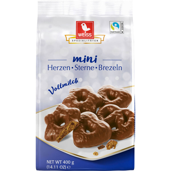 Weiss Mini Herzen Sterne Brezeln Vollmilch 400g