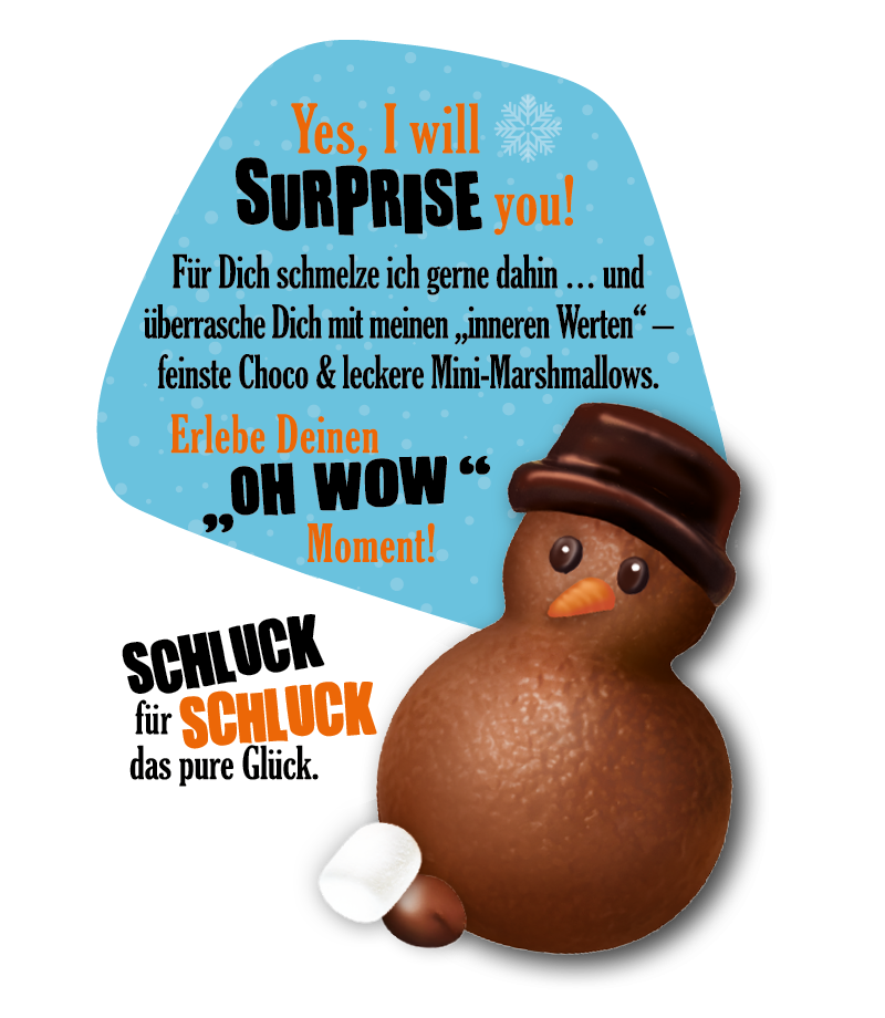 Melting Snowman 5x WAWI  VOLLMILCH Kakao Schneemann der schmilzt in Milch 5 x 75g