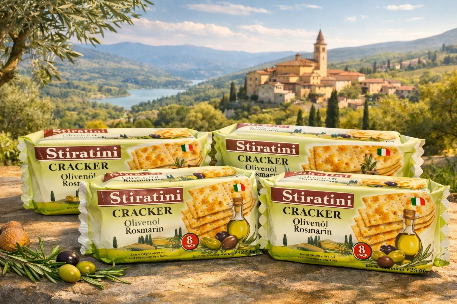 Stiratini | Cracker mit Olivenöl & Rosmarin | 4x 250g | 1000g