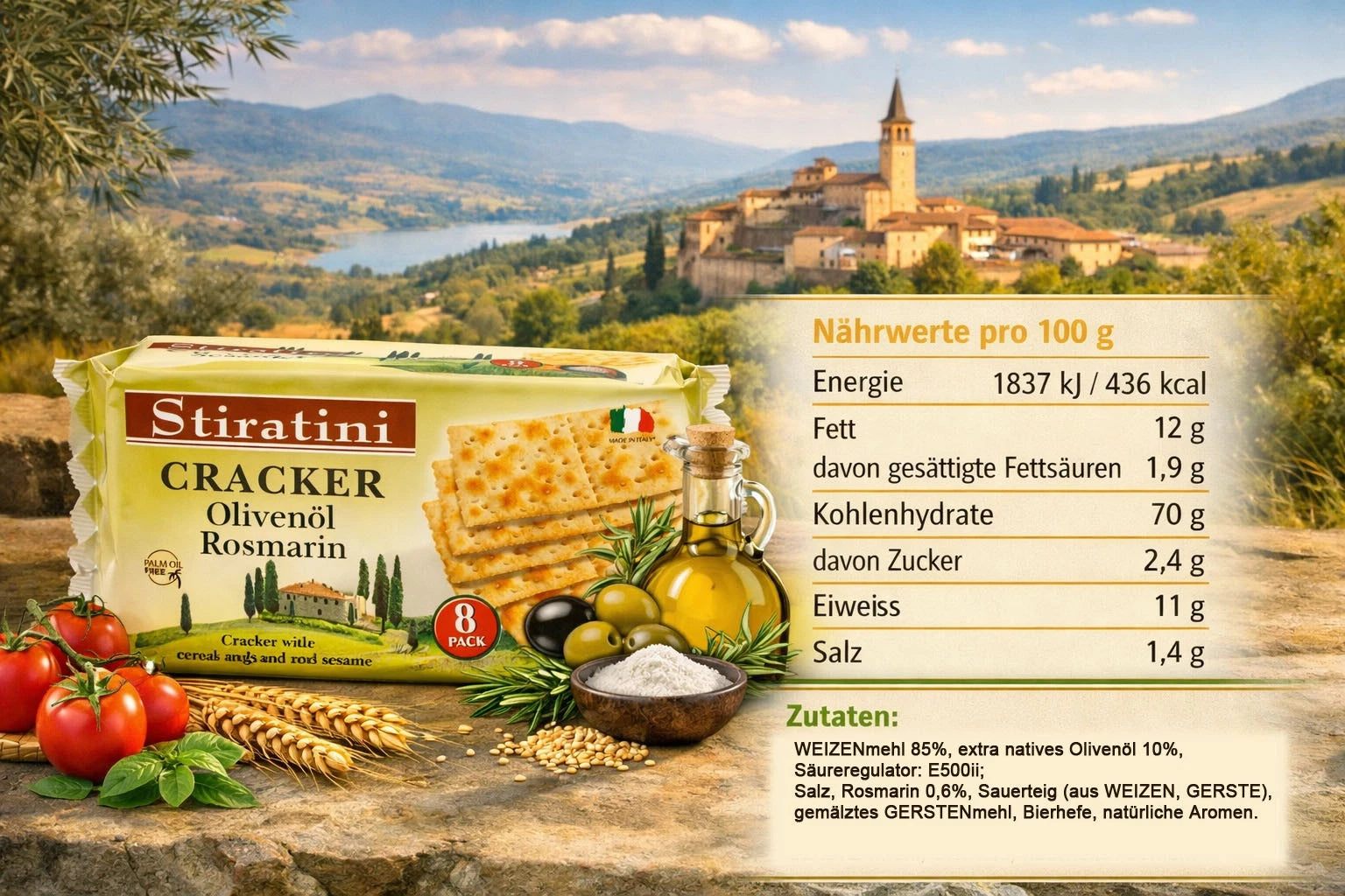 Stiratini | Cracker mit Olivenöl & Rosmarin | 4x 250g | 1000g