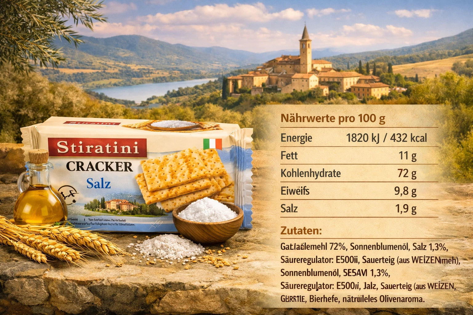 Stiratini | Cracker MIX mit Salz, Sesam, Tomate, Rosmarin | 4x 250g | 1000g