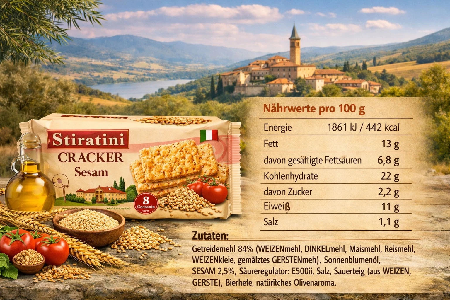 Stiratini | Cracker mit Sesam | 4x 250g | 1000g