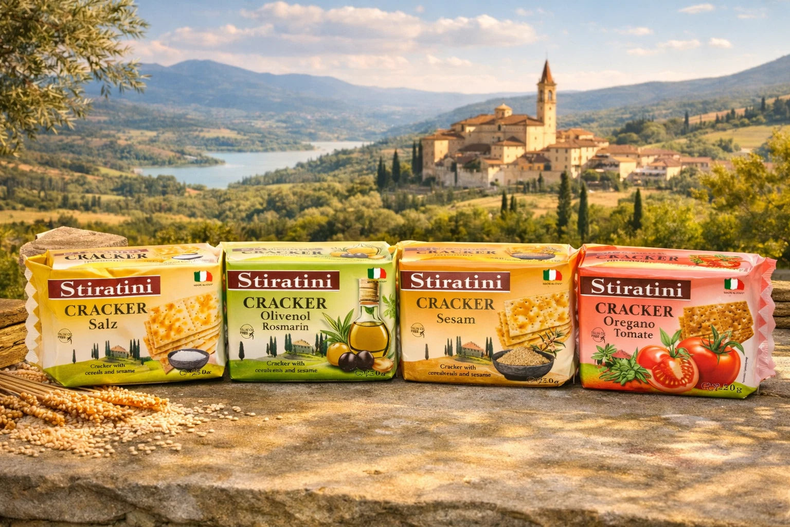 Stiratini | Cracker MIX mit Salz, Sesam, Tomate, Rosmarin | 4x 250g | 1000g