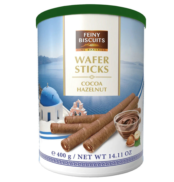 Feiny Biscuit Waffelröllchen 6er Probierpaket – Vanille, Erdbeere, Zitrone, Schokolade, Kakao-Haselnuss & ohne Füllung – 5 x 400 g + 170 g