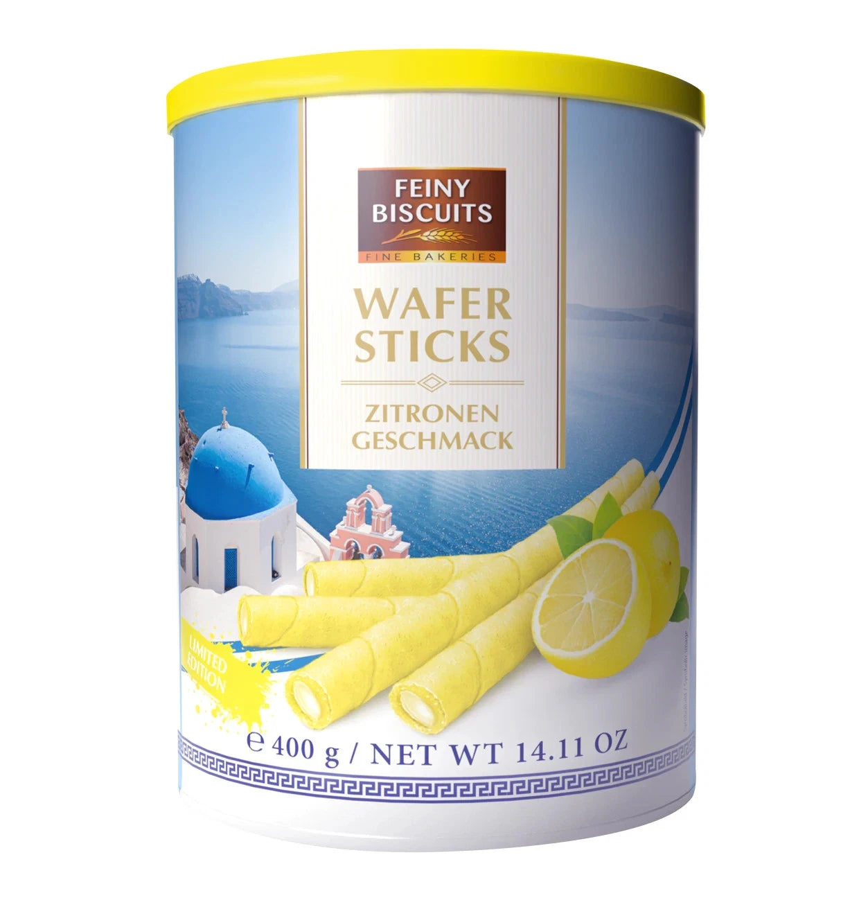 Feiny Biscuit Waffelröllchen 6er Probierpaket – Vanille, Erdbeere, Zitrone, Schokolade, Kakao-Haselnuss & ohne Füllung – 5 x 400 g + 170 g