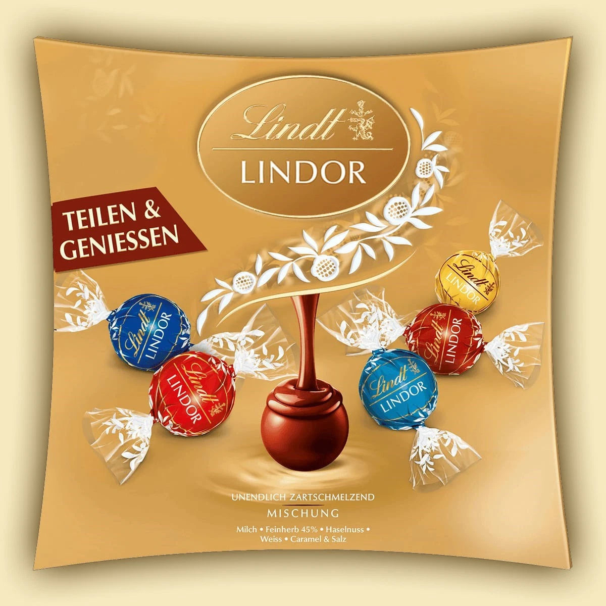 LINDOR Sharing Box GOLD , Teilen & Genießen Lindt unendlich zartschmelzend 250g