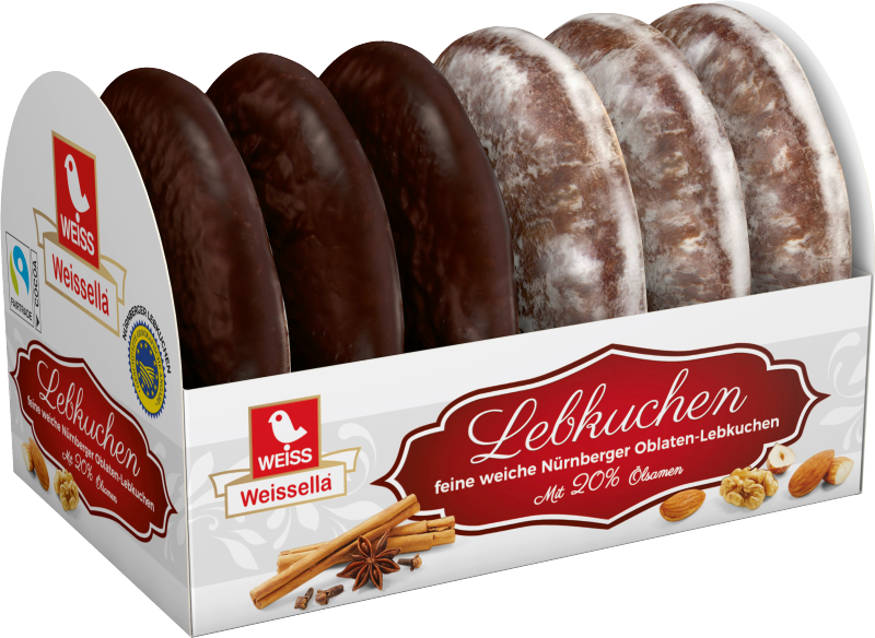 WEISS 7x 200g Weissella Oblaten Lebkuchen ZWEIFACH  20% Nüsse 1,4 Kg MHD: 04/2026