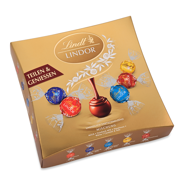 LINDOR Sharing Box GOLD , Teilen & Genießen Lindt unendlich zartschmelzend 250g