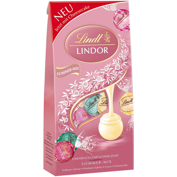 Lindor Kugeln Sommermix Lindt (137g) Himbeer-Sahne, Erdbeer-Sahne, Cheesecake und Cocos
