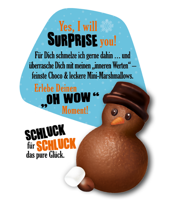 Melting Snowman 5 xWAWI   VOLLMILCH Kakao Schneemann der schmilzt in Milch 5 x 75g