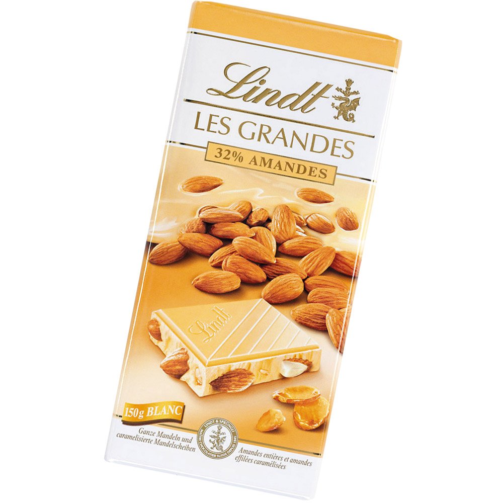 Lindt 3 x 150g. Les Grandes Weiße Schokolade mit karamellisierten Mandel-Stückchen