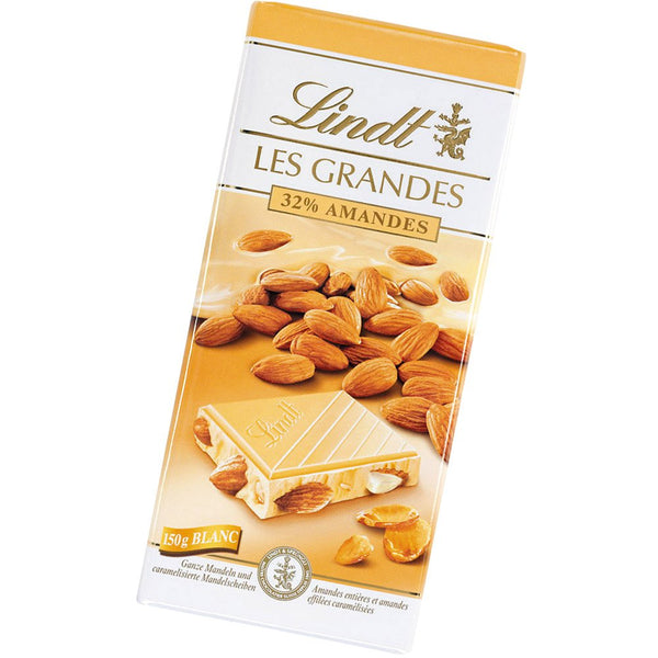 Lindt. Les Grandes Weiße Schokolade mit karamellisierten Mandel-Stückchen 150g