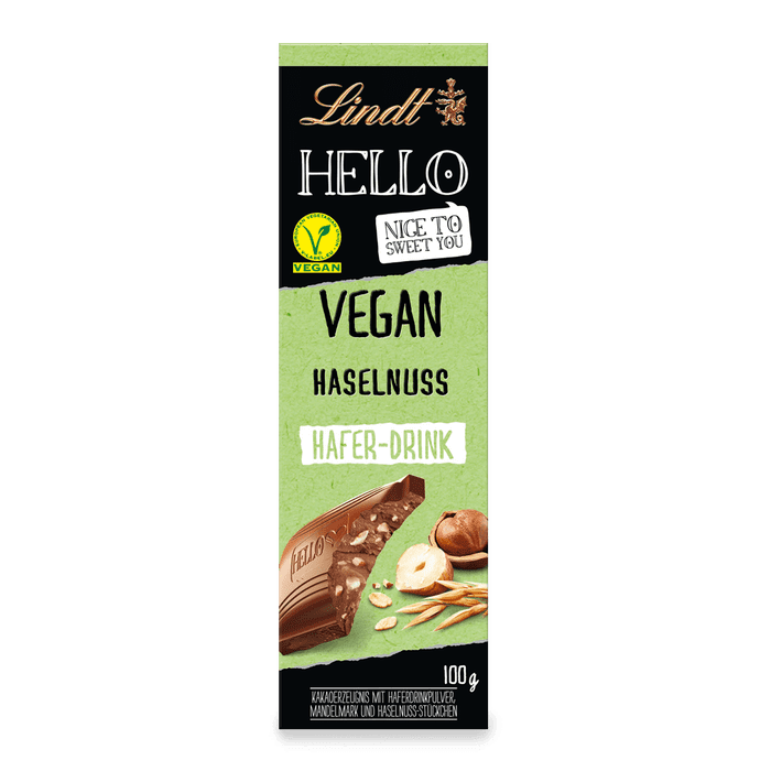 Lindt Hello Vegan Haselnuss 100g Schokoladentafel mit Haferdrink