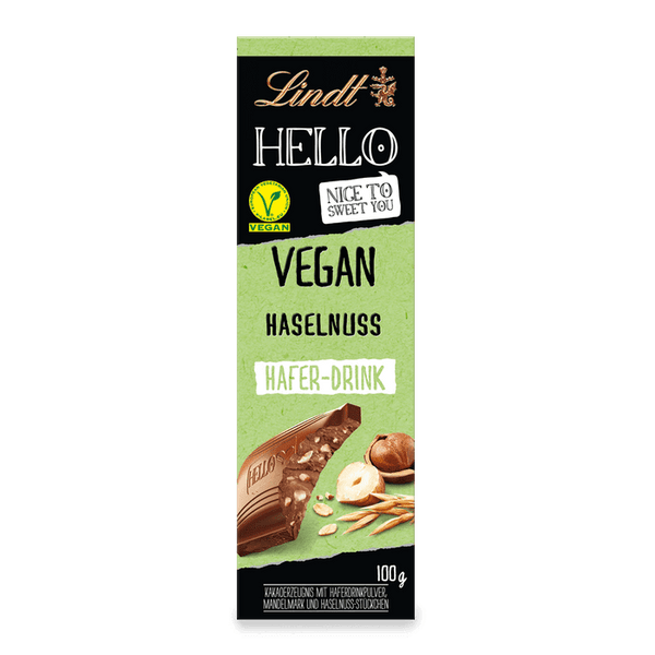 Lindt Hello Vegan Haselnuss 100g Schokoladentafel mit Haferdrink