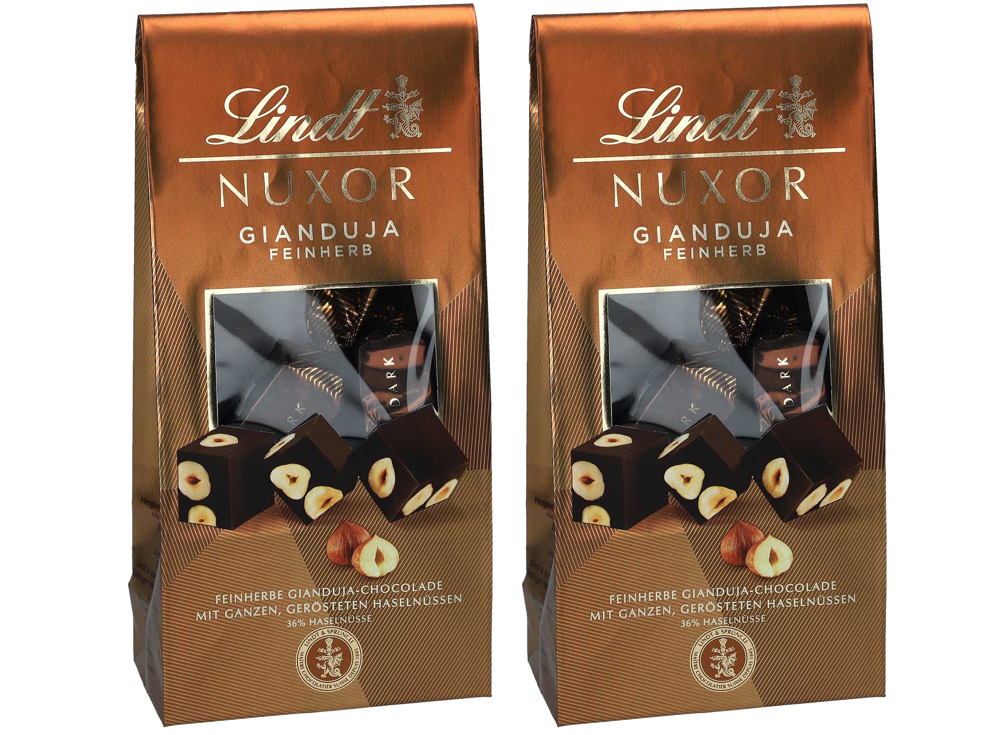 Lindt NUXOR Gianduja Feinherb Beutel 2x 103g = 206g