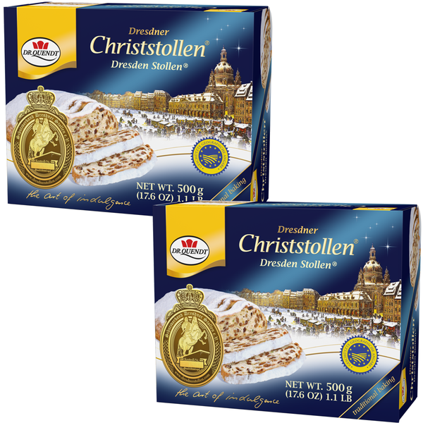 Dr. Quendt 2 x 500 g Original Dresdner Christstollen Rosinenstollen Stollen 1 kg MHD: 2/2026