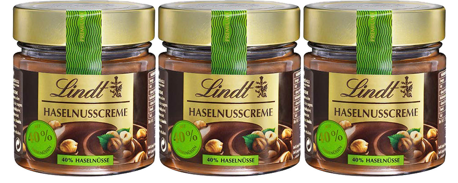 Glutenfrei 3x 220g Lindt Haselnusscreme mit 40% Haselnüssen MHD 10/2025