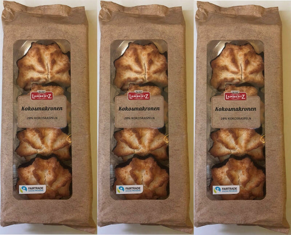 Lambertz 3x Kokos Makronen a´200g mit Schokoladenboden (600gr)